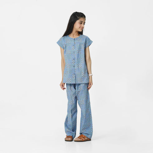 Sky Blue Printed Eastern Set